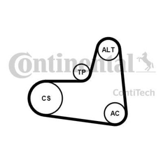 Комплект ременя генератора Skoda Roomster/Fabia 1.4TDi 03-10/VW Fox/Lupo/Polo 1.2/1.4TDI 99-09 CONTINENTAL contitech 6PK995K1