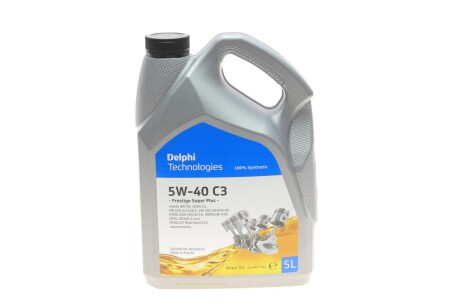 Олива 5W40 Prestige Super Plus C3 (5L) (RN0700/RN0710/VW 502.00/505.01/MB 229.31/MB226.5/Porsche A40/GM Dexos 2/Ford M2C 917A) delphi 28236316