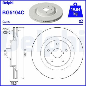 Тормозной диск delphi bg5104c