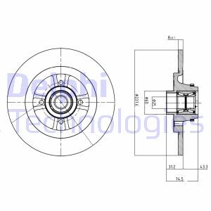 Гальмівний диск з підшипником delphi bg9025rs