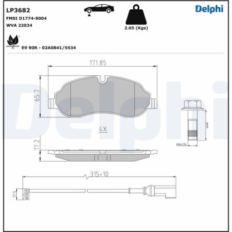 Гальмівні колодки, дискові delphi lp3682