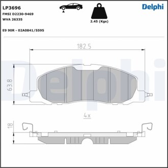 Тормозные колодки, дисковые delphi lp3696