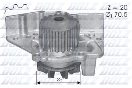 Водяной насос Ducato/Boxer/Scudo 1.9TD (1905) 94-02 dolz c119