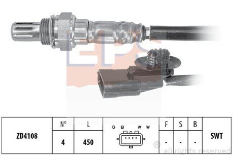 RENAULT лямбда-зонд 4-смуговий Dacia Dokker,Duster,Logan,Lodgy,Clio IV,Grand Scenic III,Megane III,Kadjar,Kangoo 12- eps 1.998.095