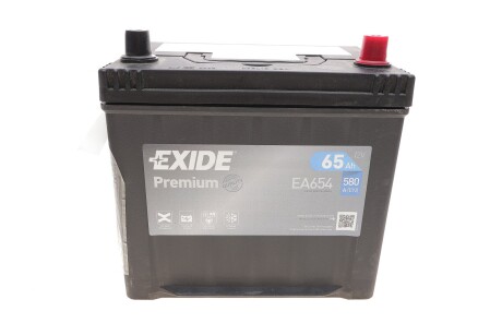 Акумуляторна батарея 65Ah/580A (230x173x222/+R/B01) Premium Азія exide ea654