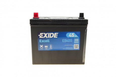 Акумуляторна батарея 45Ah/330A (237x127x227/+L/B00) Excell Азія exide eb455