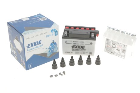 Акумуляторна батарея 4Ah/50A (120x70x92/+R/B0) (мото) (сухозаряджений) exide eb4l-b