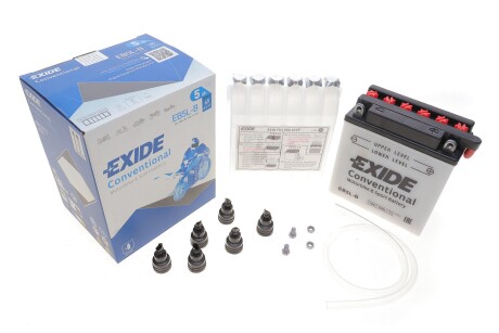 Акумуляторна батарея 5Ah/65A (120x60x130/+R/B0) (мото) (сухозаряджений) exide eb5l-b