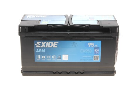 Акумуляторна батарея 95Ah/850A (353x175x190/+R/B13) (Start-Stop AGM) (аналог EK960) exide ek950