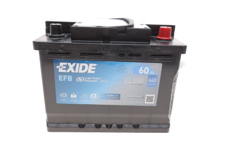 Акумуляторна батарея 60Ah/640A (242x175x190/+R/B13) (Start-Stop EFB) exide el600