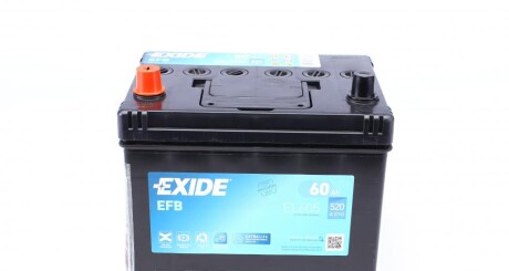 Акумуляторна батарея 60Ah/520A (230x173x222/+L/B00) (Start-Stop EFB) Азія exide el605