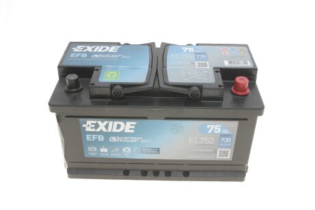 Акумуляторна батарея 75Ah/730A (315x175x175/+R/B13) (Start-Stop EFB) exide el752