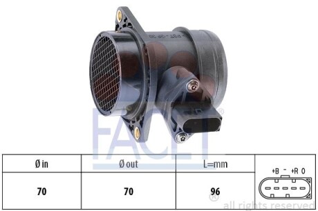 Расходомер воздуха (5 конт.) VW T4/ LT II 1.9D/2.5D 95-06 (L=96) (10.1284) facet 101284