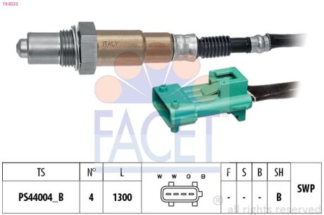 Датчик кисню (лямбда-зонд) Berlingo/Partner 1.6i 08- (10.8222) facet 108222