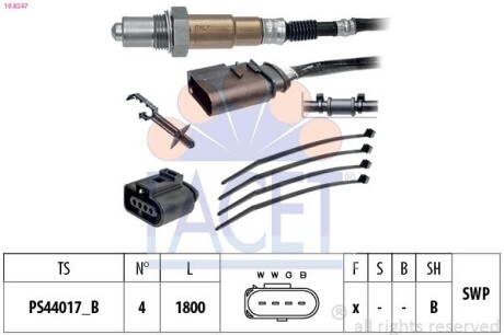 Датчик кислорода (лямбда-зонд) Audi A4/A6/ Skoda Octavia/ VW Bora/Golf/Passat 1.0-6.0 94-10 (10.8247) facet 108247