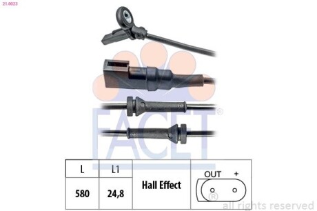 Датчик ABS Ford FOCUS 1.4-2.0 98-04 передній Л/Пр (21.0023) facet 210023