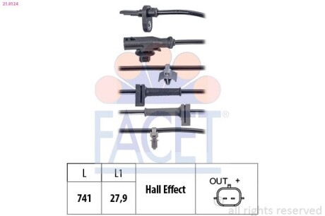 Датчик ABS передній Ford Courier 14-> (21.0124) facet 210124