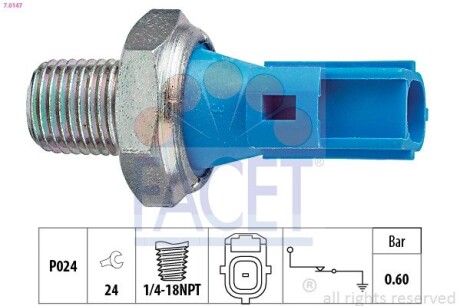 Датчик давления масла Ford Transit 2.4 DI/TDE 00-> (7.0147) facet 70147