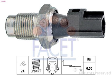 Датчик давления масла (0,5bar/1 конт/черный) MONDEO 2.2-3.0 00-07 (7.0148) facet 70148