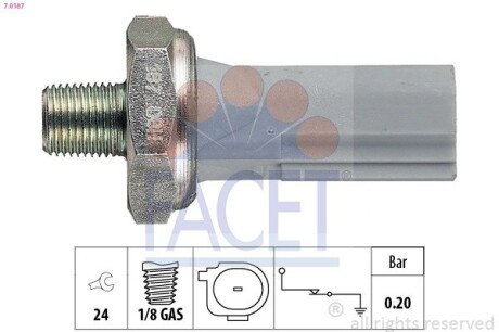 Датчик давления масла (0,2bar/1 конт./серий) Lancer 08-/ASX/Outlander 06-/Smart 07- facet 7.0187