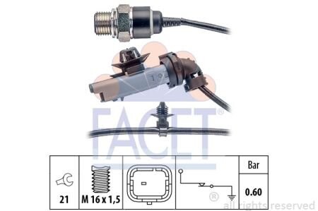 Датчик давления масла (0,5bar/1 конт./серий) Berlingo/Partner/C4/308 09- 1.6HDi (7.0199) facet 70199