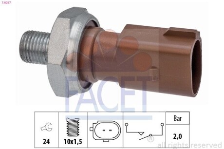 Датчик тиску оливи (2.0 bar) Golf/Passat/Octavia 1.6/2.0TDI 12- (7.0217) facet 70217