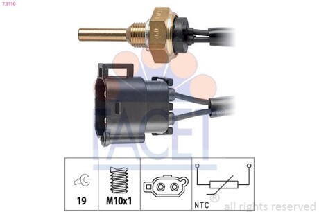 Датчик температуры Renault Laguna I / Volvo 850/960/C70 1.6-3.0 90-04 (7.3110) facet 73110