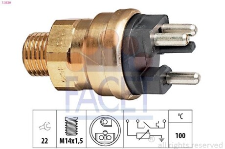 Датчик включения вентилятора MB W124/201 M102 (3 конт.) (7.3529) facet 73529