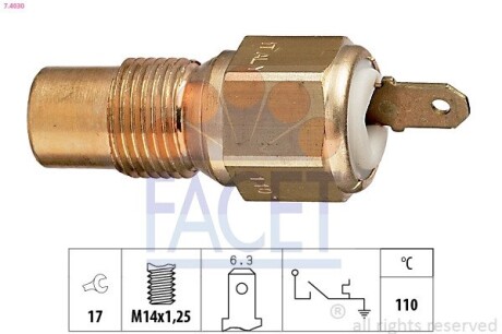 Датчик включения вентилятора Peugeot 405 ii 1.9 d (97-99) (7.4030) facet 74030