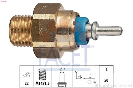 Датчик увімкнення вентилятора Mercedes Benz W124/201/T1/T2 M102/OM602/603 (77-) (7.4070) facet 74070