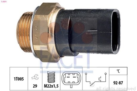 Датчик включения вентилятора Fiat Panda/Tempra/Tipo/Uno 0.8-2.8 79- (7.5031) facet 75031