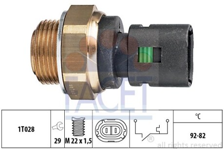 Датчик включения вентилятора (t 92°C) MASTER/TRAFIC/MEGANE 1.4-2.8 89-03 (7.5128) facet 75128