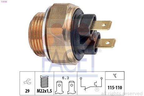 Датчик включения вентилятора MB Vito (638) 96-03 2.0-2.3d (7.5135) facet 75135