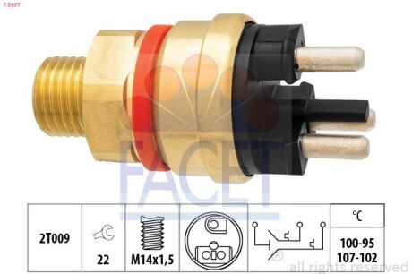 Датчик включения вентилятора Mercedes Benz W124/201 M102/OM601 82-> (7.5637) facet 75637