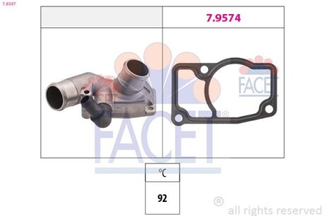 Термостат MB V (638/2)/Opel Astra G/Zafira A 2.0DI/DTI 16V/2.8i 97-11 (92C) з корпусом (7.8347) facet 78347