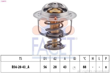 Термостат Mitsubishi Lancer 1.6 (03-08) (7.8407S) facet 78407S (фото 1)