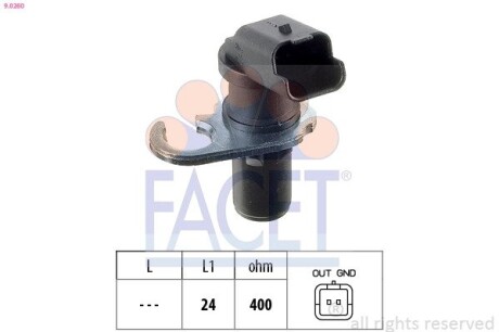 Датчик оборотов коленвала Citroen Jumper/SCUDO/Peugeot 206, 307, 406 1.8-2.2D (98-) (9.0260) facet 90260