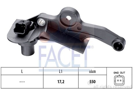 Датчик оборотов коленвала Citroen Berlingo, C3,C4, NEMO/Peugeot 206 1.0-1.6ALK 90- (9.0298) facet 90298