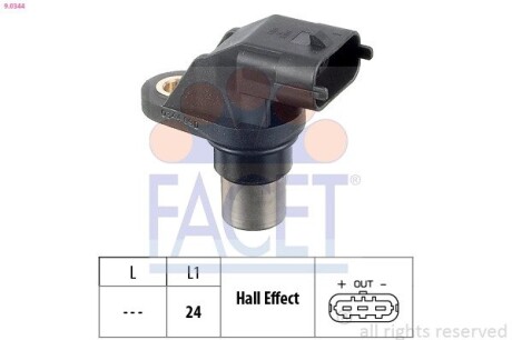 Датчик оборотов коленвала Fiat Punto 1.2 bifuel (07-12) (9.0344) facet 90344