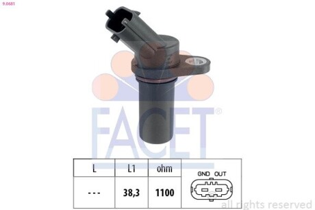 Датчик оборотов коленвала Fiat Ducato/Daily 2.3JTD 02- (9.0681) facet 90681