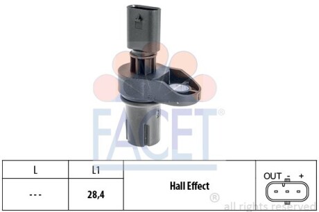 Датчик обертів коленвала BMW 1/2/3/4/5/6/7/X1/X3/X4/X5/X6 1.6-3.0 d 03- (9.0757) facet 90757