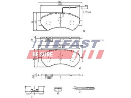 Колодки Тормозные FIAT Ducato 06- Перед 1-Датчик 20Q Spring 74Mm fast ft29132