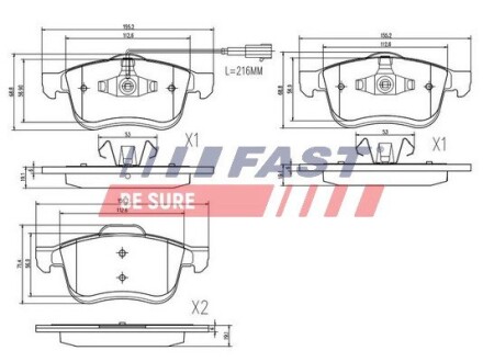 Колодки Тормозные FIAT Doblo 09- перед 1-Датчик fast ft29157