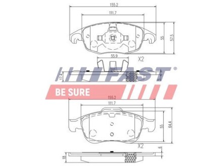 Колодки гальмівні Citroen Berlingo 08 Перед Без Датчика fast ft29514 (фото 1)