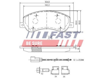 Колодки Гальмівні FORD Transit 06- перед 2-Датчики 330/350 fast ft29522