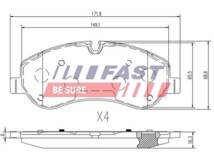 Колодки гальмівні Ford Transit 13 Перед Без Датчика fast ft29549 (фото 1)