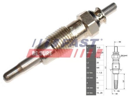 Свічка розжарення 2.5 D/Td 94- fast ft82722