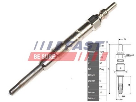 Свічка розжарення 1.9jtd 8v 00- fast ft82733