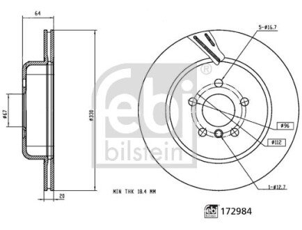 FEBI диск гальм. задн. прав. BMW 3 G20 febi bilstein 172984