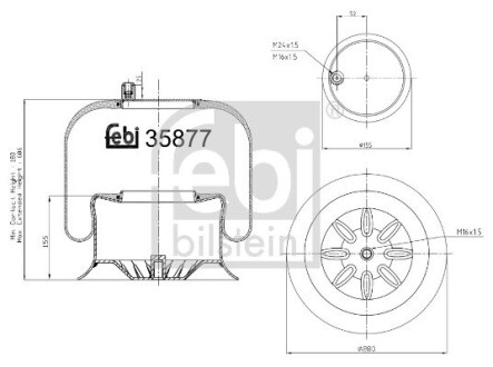 Баллон подушки пневматической подвески febi bilstein 35877